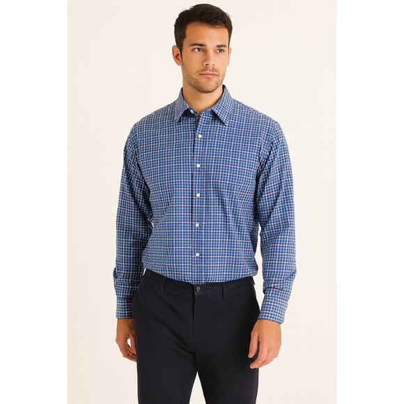 Peter Millar SZ XL Crown Sport Wicking Plaid Button Down Blue Pink Aqua - Picture 1 of 7